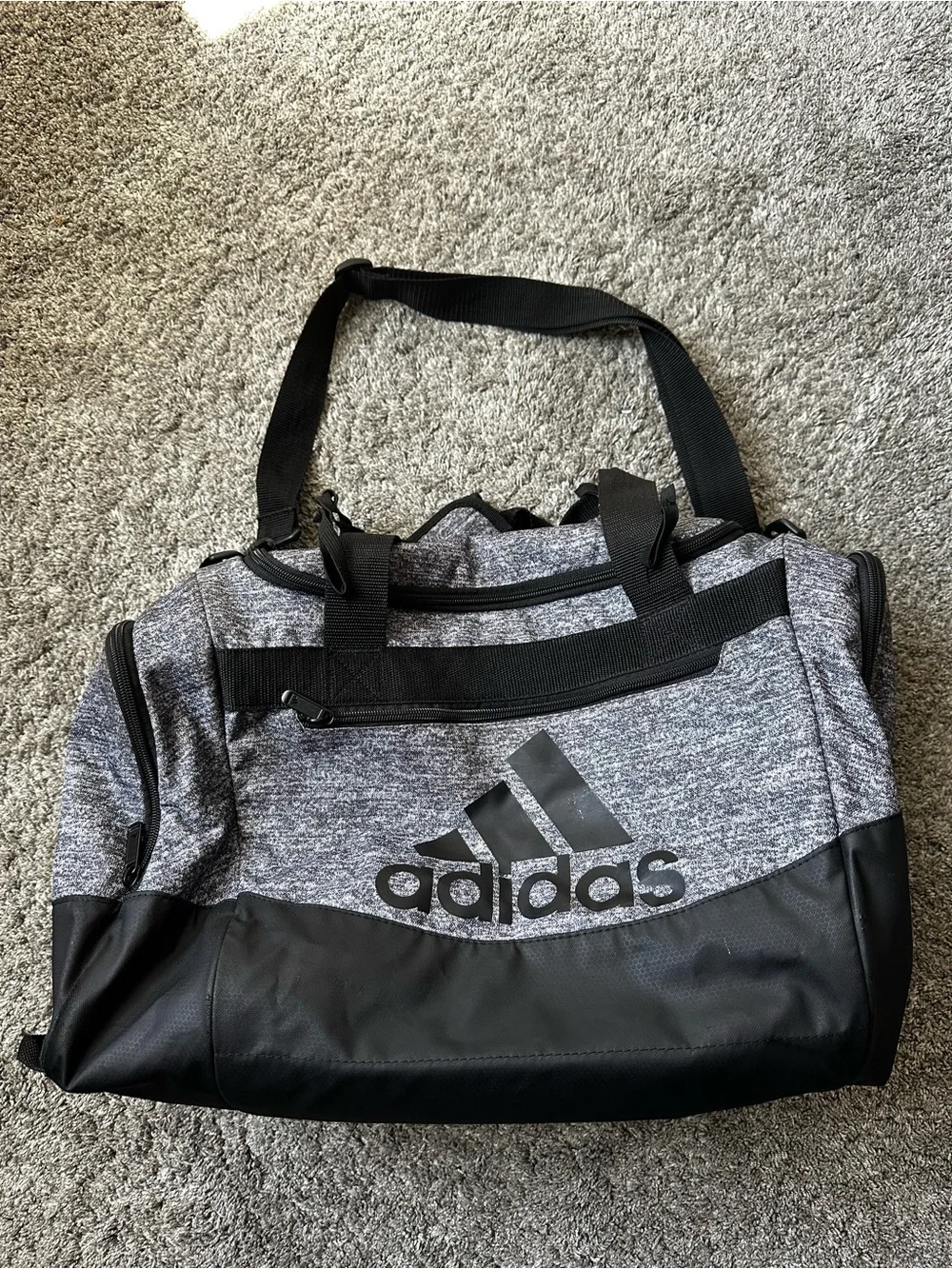 adidas Gray Heather and Black Sport Duffel Bag